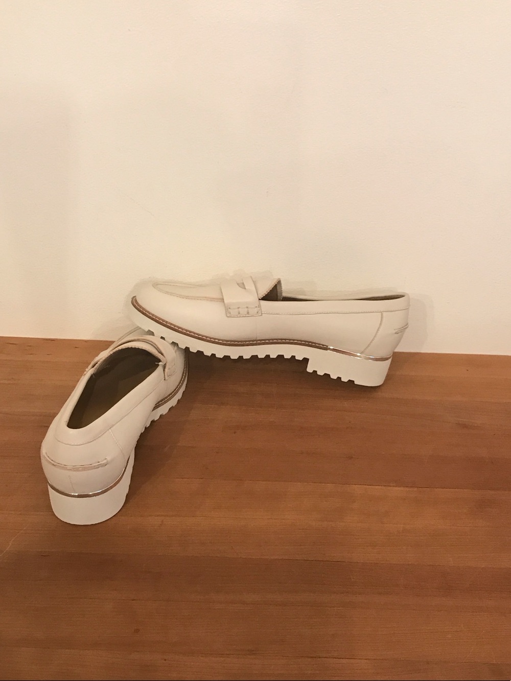 Franco Sarto Cream Platform Penny Loafers
